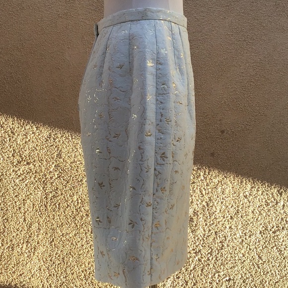 VTG Mary McFadden Lurex Leaf Pencil Skirt S - Picture 9 of 12